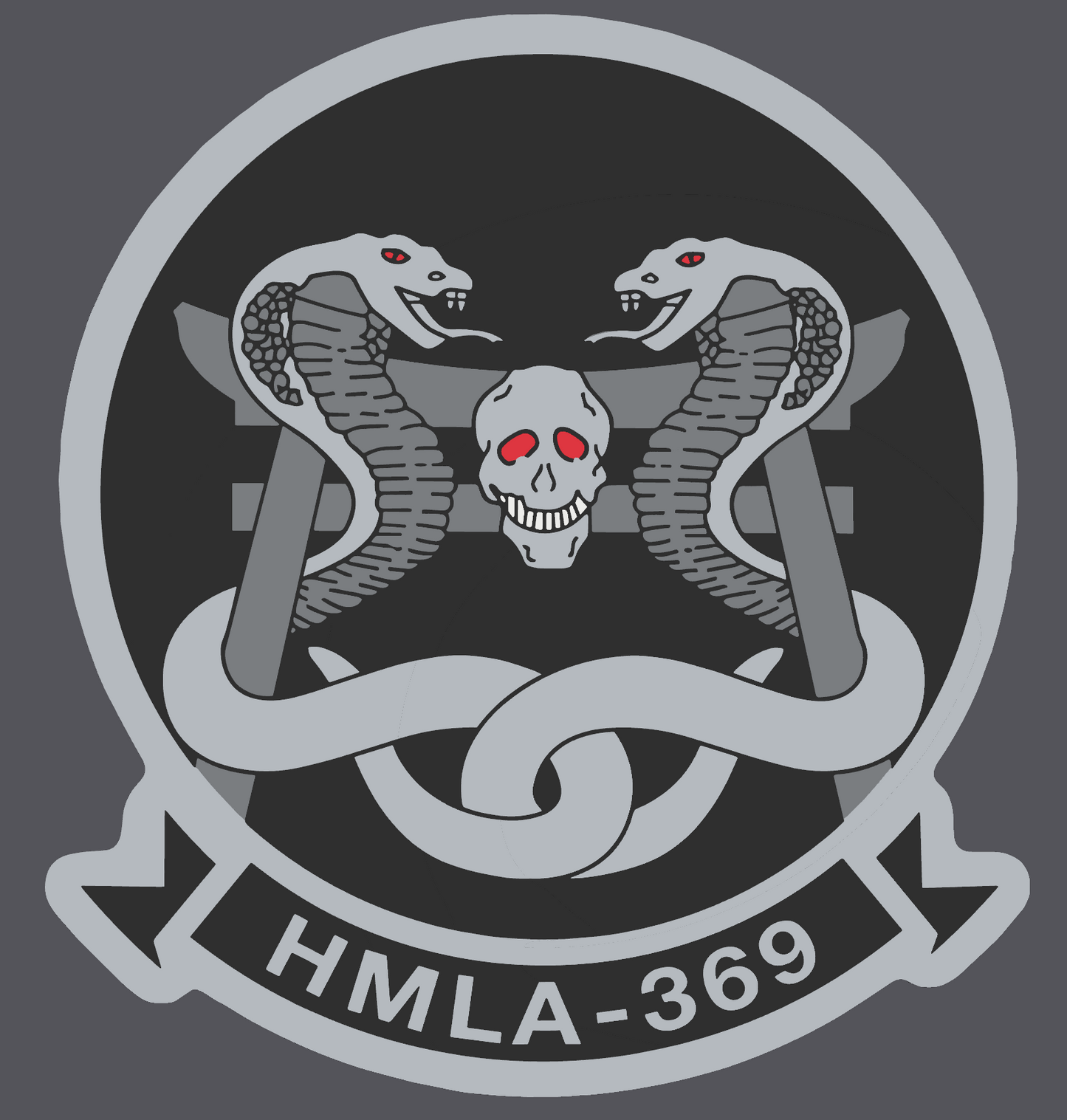 HMLA-369 - Black/Gray - 9"